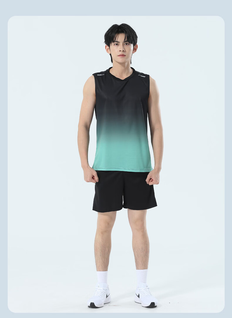 VICTORIATOURIST Men's Summer Sports Set Ice Silk Vest Quick-Dry Gym Basketball Badminton Training Running Gear 19