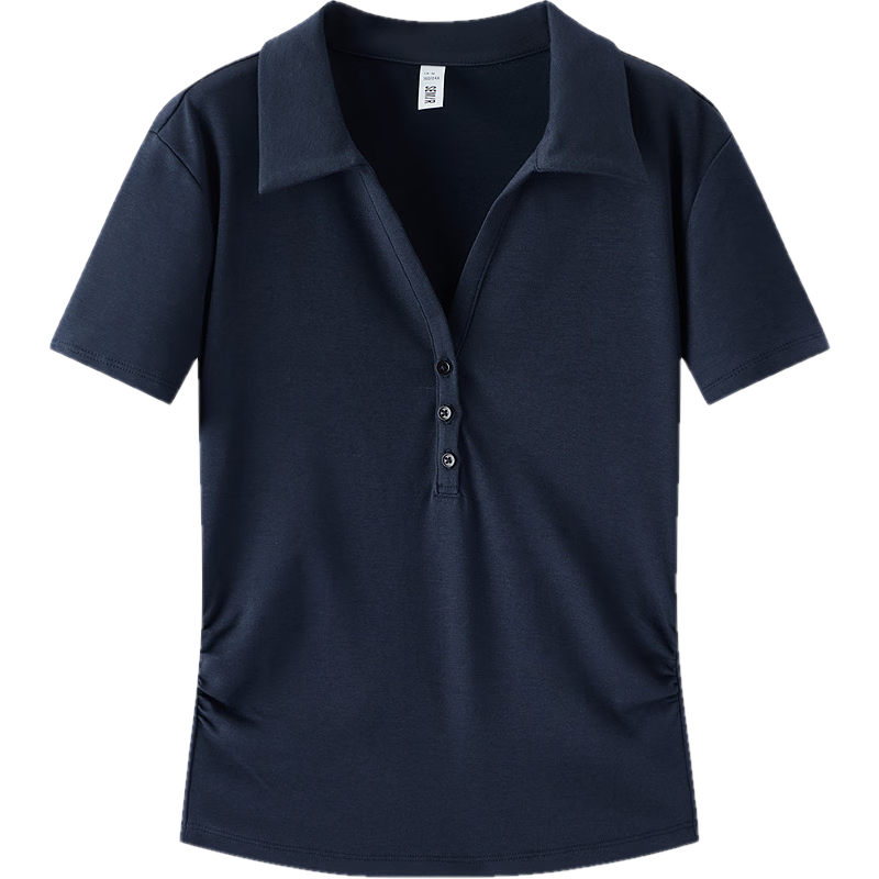 Semir Women's Summer Short Pleated Slim Fit Polo Shirt 2026 Cool Shoulder Top 109326115007