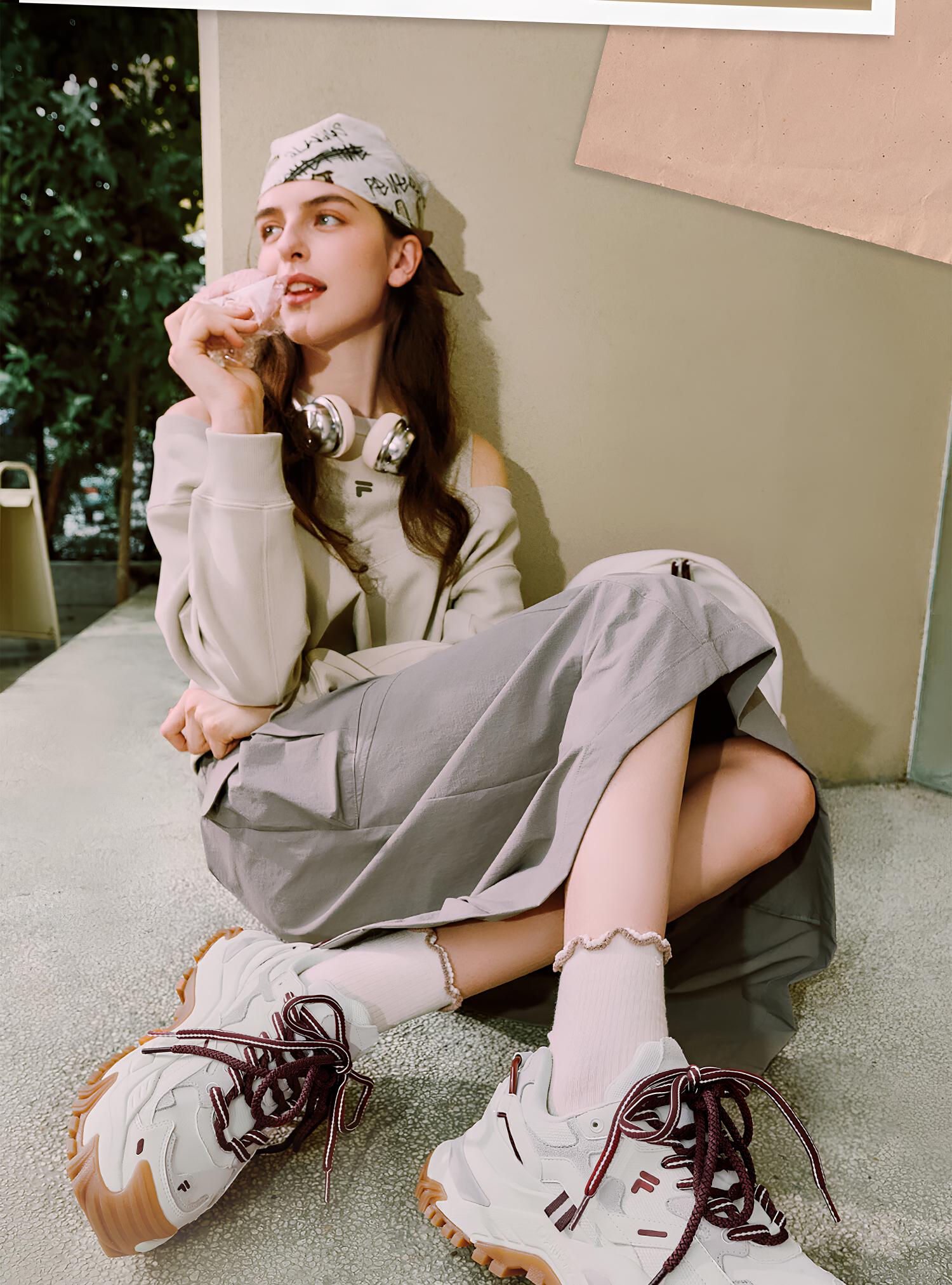 FILA FUSION Candy Milk Tea Thick Sole Platform Dad Shoes Autumn Women's Casual Sports Shoes 3