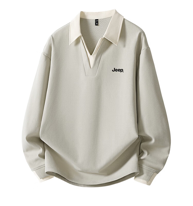 JEEP Men's Spring Heavyweight Loose Shirt Collar Sweatshirt Trendy Black M 7