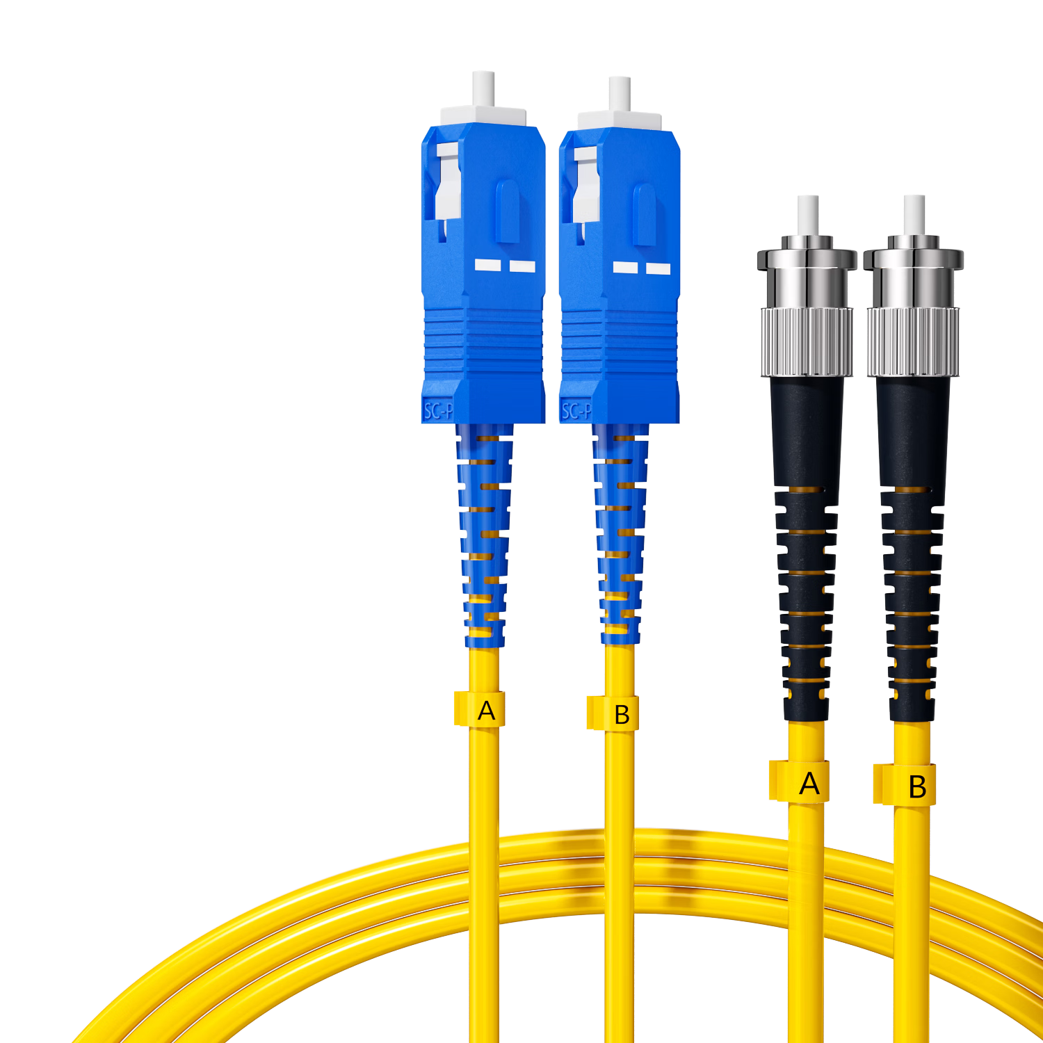 Rongwei Sheng Telecom Grade Fiber Optic Patch Cable ST-SC Single Mode Duplex 3m Engineering Home Fiber Optic Cable Suitable for Optical Transceiver Tail Fiber Connection RWS-GQTX-ST-SC3