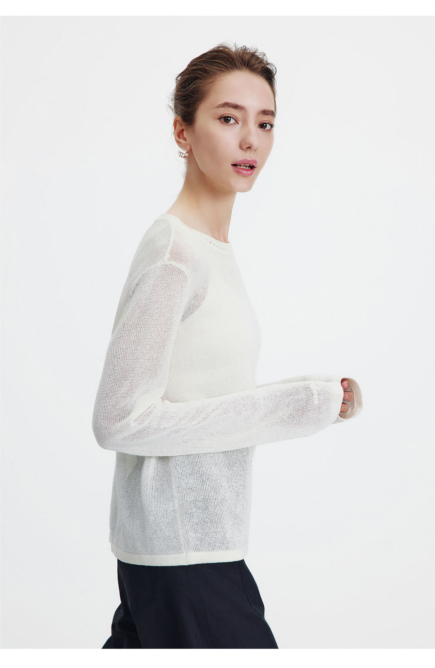 Navigare Fashion Week Same Style Small Sailboat 26 New Women's Lightweight Knit Round Neck Hollow Out Sweater Top 2314006501 33