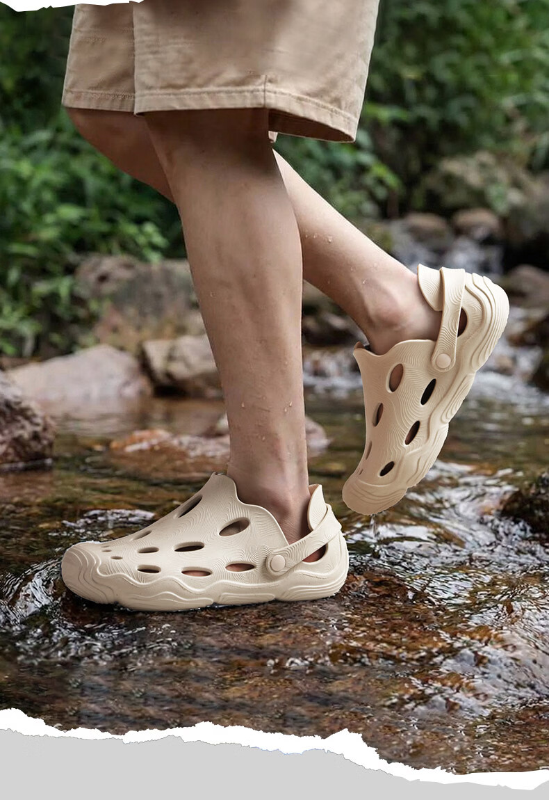 JD Jingzao Contour Hole Sandals Summer Slippers Unisex Non-Slip Outdoor Water Shoes Cement Gray Size 41 19