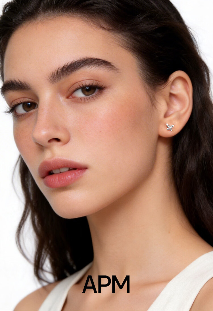 APM Monaco Asymmetric Butterfly Stud Earrings for Women Luxury Earrings Birthday Gift for Girlfriend Best Friend Mother's Day Gift Pair 1