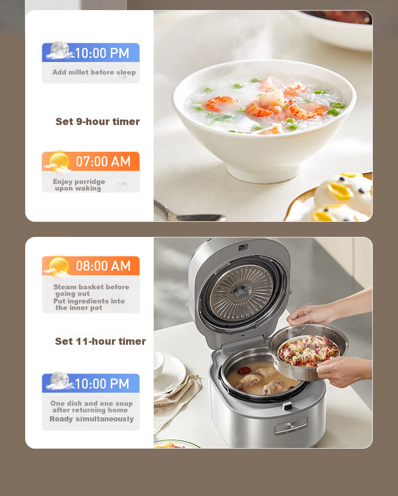Midea 5L Electric Pressure Cooker Low-Fat Rich Flavor High-Pressure Pot 2200W Fast Tender High-Pressure Quick Cook 0 Fluorine Double Inner Pot Special Lid Opening Cooking 24H Reservation MY-S8 [ZMD Pe 19