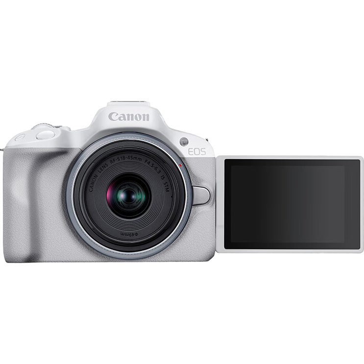 Canon [Official Flagship] R50 Mirrorless Camera, Photography Camera, 4K High-Definition Video, Entry-Level Semi-APSC, R50 White, with 18-45mm Lens Kit