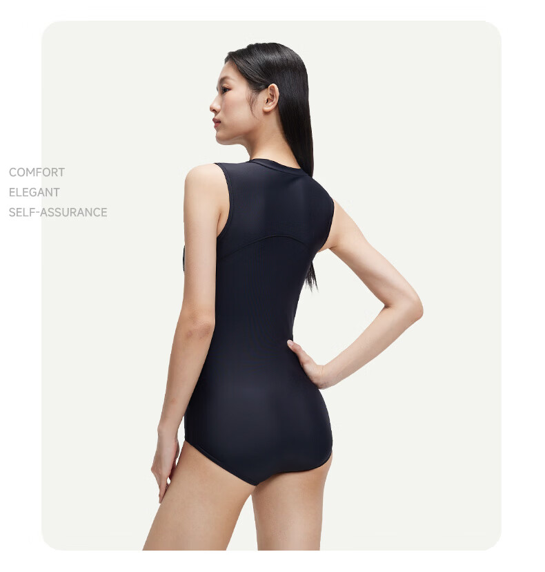 ANTA Women's One-Piece Triangle Swimsuit, Professional Training Swimwear, Quick-Drying, Sun-Protective, Speed-Friendly, Chlorine-Resistant Swimming Gear, Black XL 8