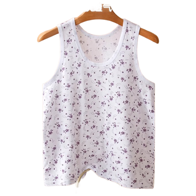 Langsha 2-Pack Cotton Vests for Middle-aged and Elderly Women, Loose Fit Thin Sleeveless Undershirts for Moms, Plus Size Elderly Sweat Shirts