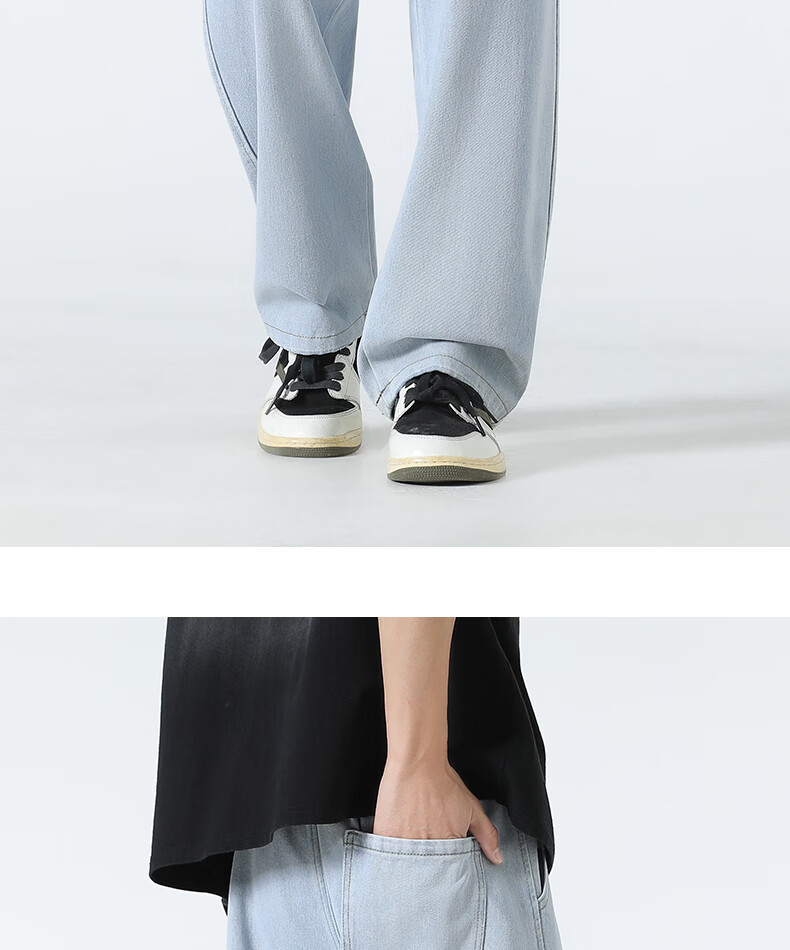 JEEP SPIRIT Men's Straight Loose Fit Jeans 2026 Spring Autumn New Casual Blue Trousers for Men 22