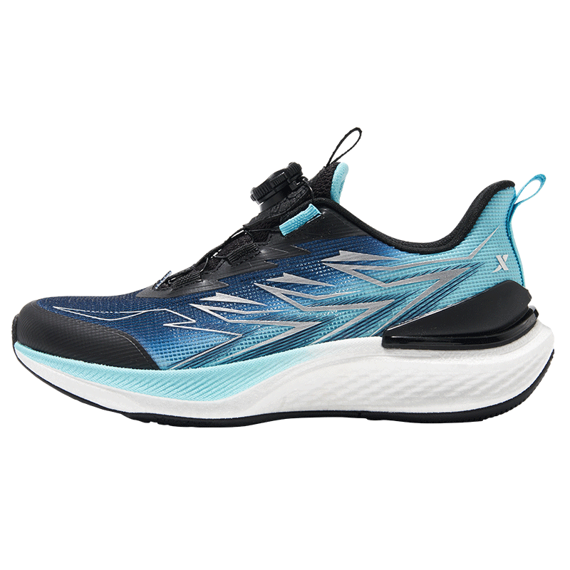 XTEP Youth Rapid Boys Tech Lightweight High Rebound Running Shoes Black/Forgetful Blue/Beijing Blue Size 37