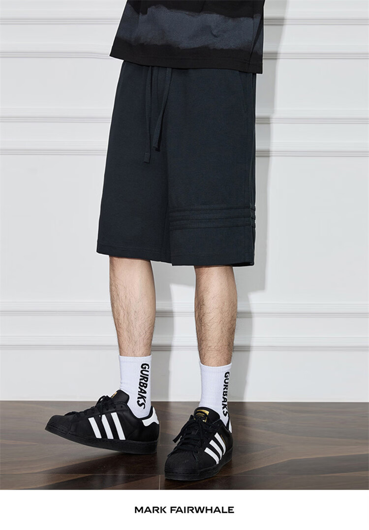 MARK FAIRWHALE Men's Summer Trendy American High Street Vintage Loose Straight Casual Sports Shorts 7