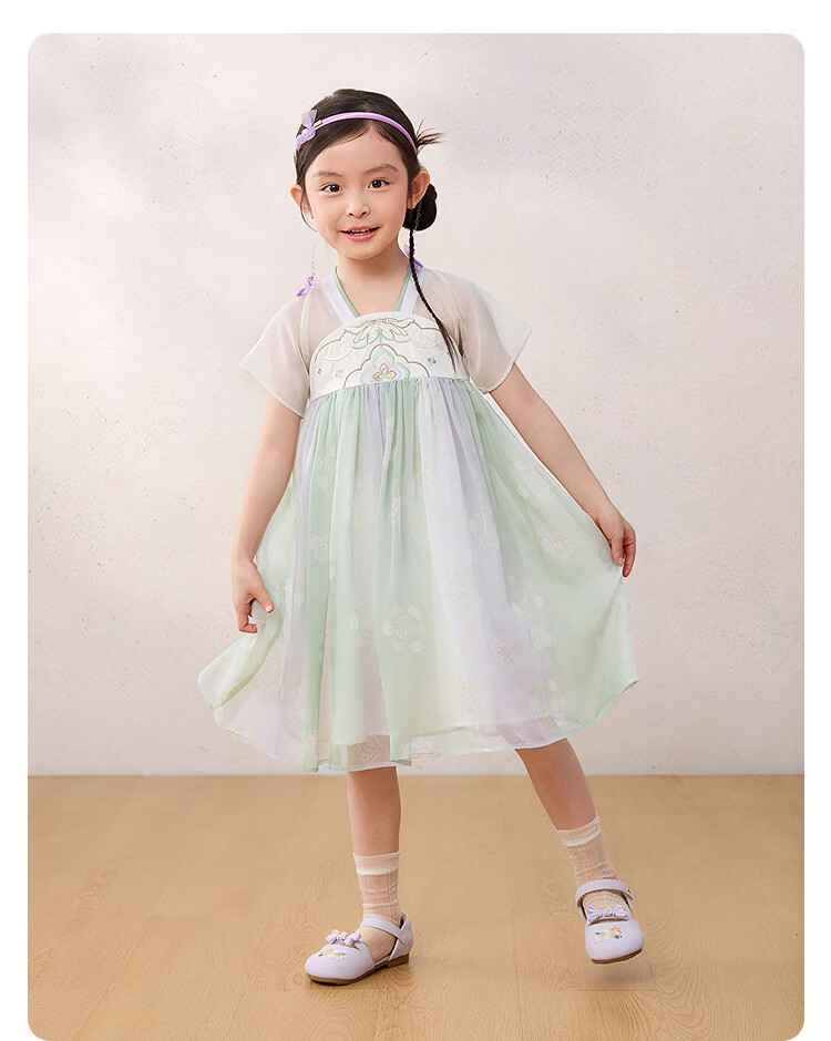 Balabala Kids Dress Children's Skirt 2026 Summer New Girls Baby Chinese Style Hanfu Ru Skirt Traditional Performance Costume 28