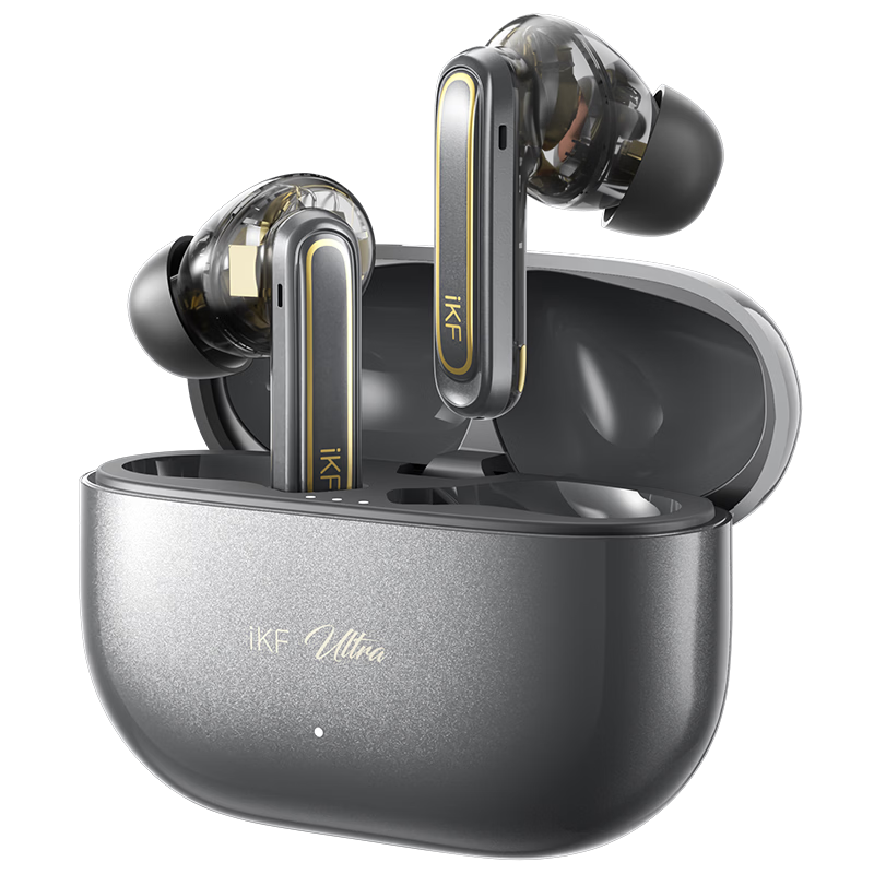 IKF Ultra True Wireless Noise Cancelling Bluetooth Earphones Hybrid In-Ear Metal Earbuds LDAC Music Sports Running Compatible with Apple Huawei Xiaomi Ink Rock Gray