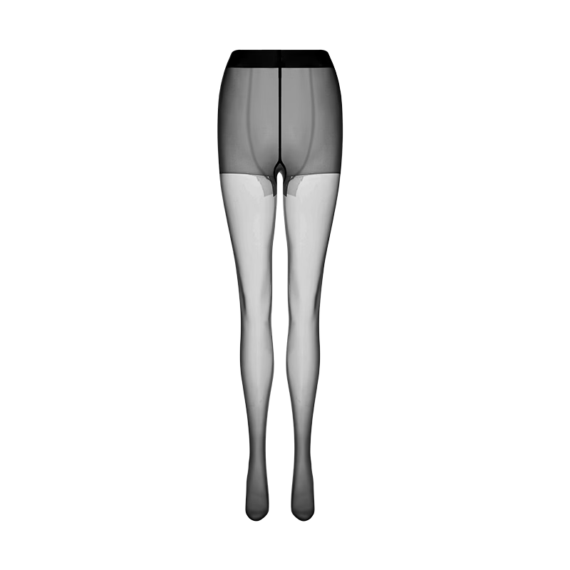 Youkeshu Women's Spring Summer Thin 10A Antibacterial Skin-tone Bare-feel Anti-run Black Sheer Tights Pantyhose