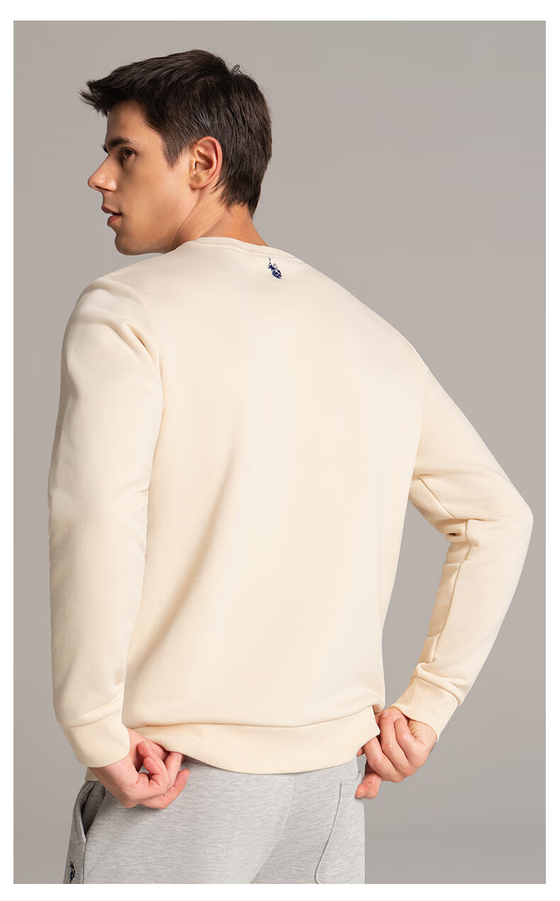 U.S. POLO ASSN. Men's Fleece-Lined Heavyweight Long Sleeve Sweatshirt Casual Loose Fit White XL 13