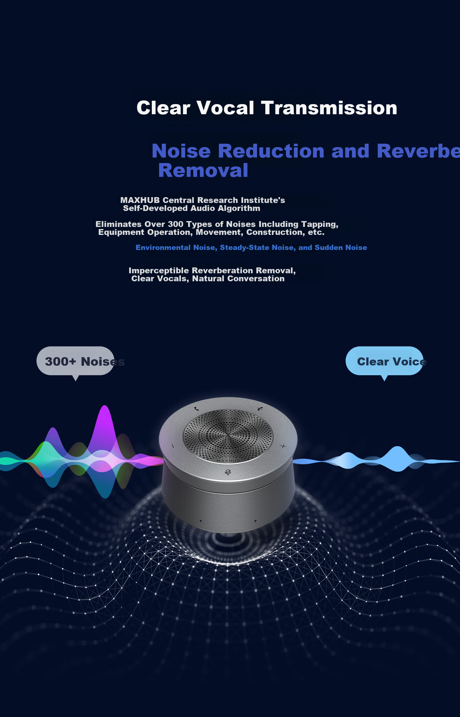 MAXHUB Video Conference Omnidirectional Microphone / 8m Pickup Driver-Free Wireless Connection Bluetooth Speaker Cascade for >60㎡ Meeting Room Solution BM50 2