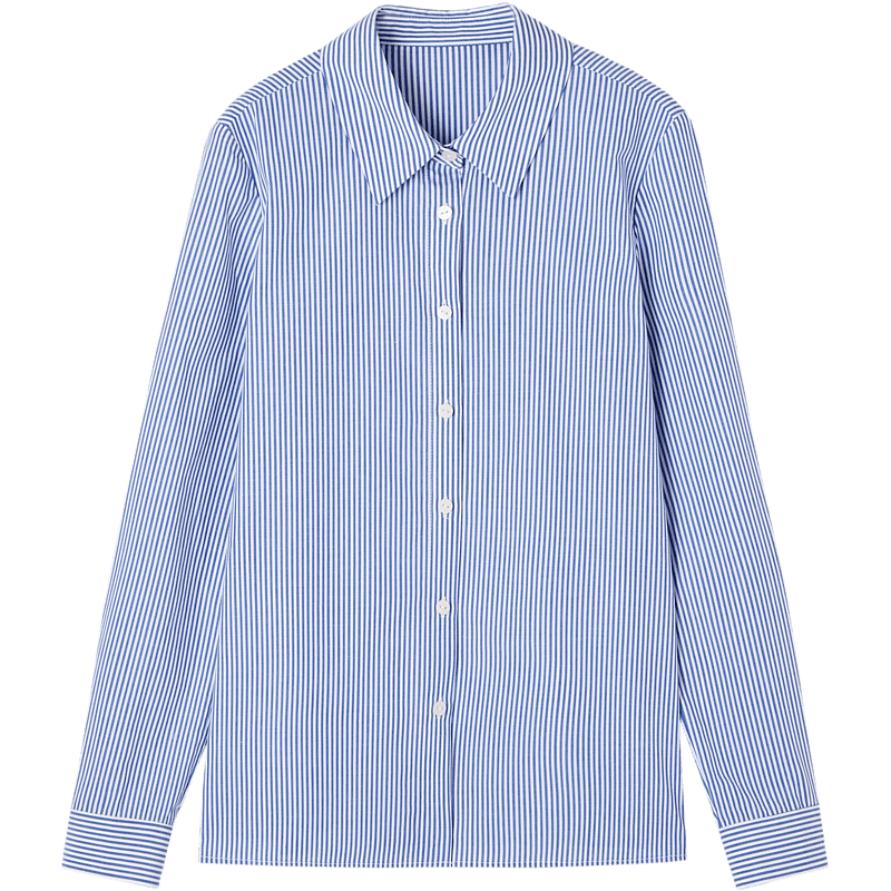 Dme [Career Art Collector] Spring And Autumn Breathable Simple Lapel Shirt, Long-Sleeve Fitted Blouse, Women's Top