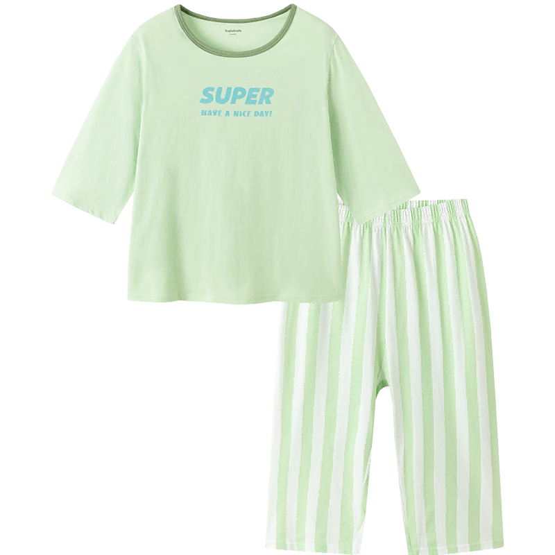 BALABALA Children's Pajama Set, Summer Thin Air Conditioning Wear, Boys And Girls Loungewear, Toddler to Big Kids Pure Cotton Xinjiang