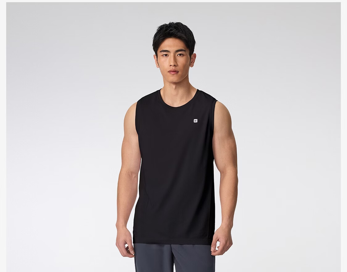 Keep New Men's Moisture-Wicking Quick-Dry Seamless Shoulder Sports Vest High Elastic Breathable Fitness Running Top 0598 18