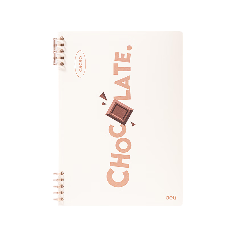 Deli B5 5-Hole Loose-Leaf Notebook for High School and College Students, Office Use, Single-Hand Page Turning, Cross-Page Writing, Exam Preparation Notebook, 50 Sheets, Lined, Creative Chocolate Cover