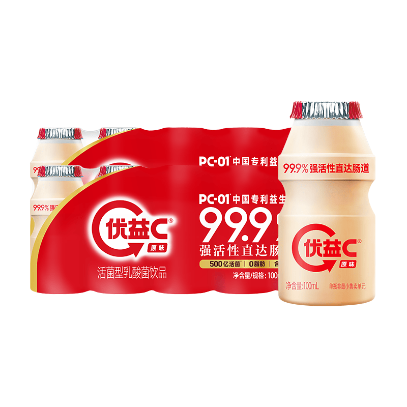 蒙牛（MENGNIU）杨紫推荐 优益C乳酸菌饮品0脂肪原味100ml*10瓶