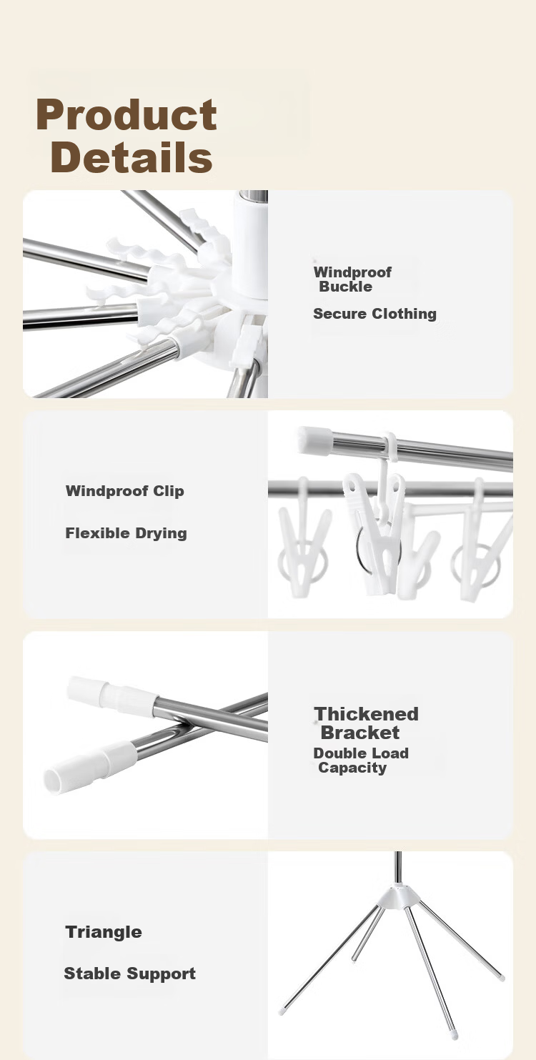 JD Jingzao Baby Stainless Steel Floor Clothes Drying Rack Towel and Diaper Hanger Foldable Two-Layer Clothes Rod 12