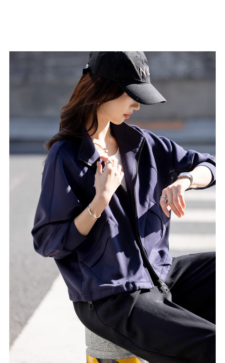 Demana [Practicalism] Spring Retro Style Stand Collar Raglan Sleeve Slant Pocket Loose Slimming Concealment Jacket for Women High-End Feel 10