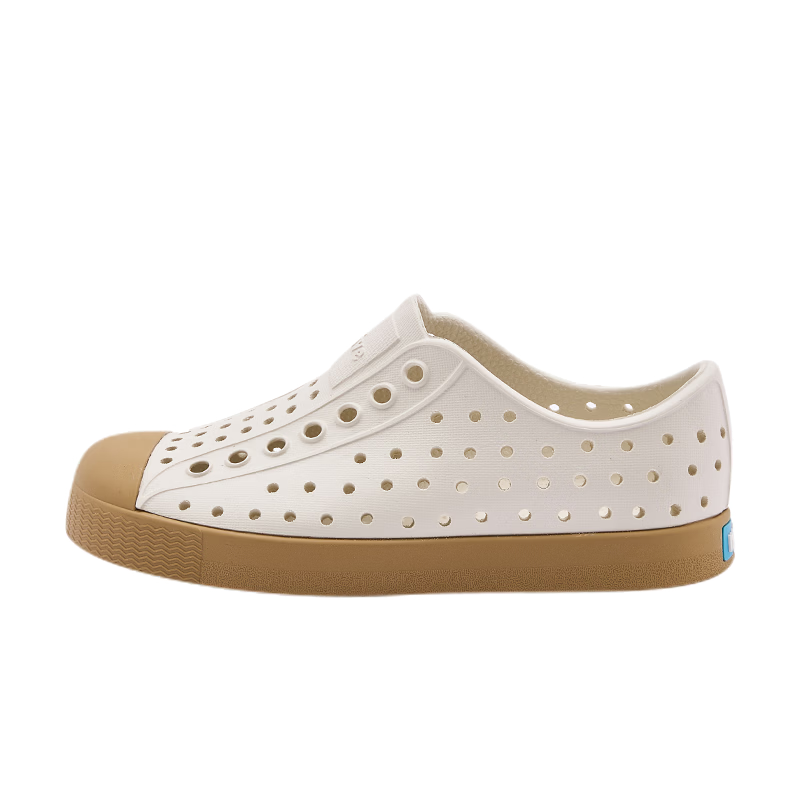 Native Kids Jefferson Summer Clog Sandals Non-Slip Tofu White|Brown Size 29