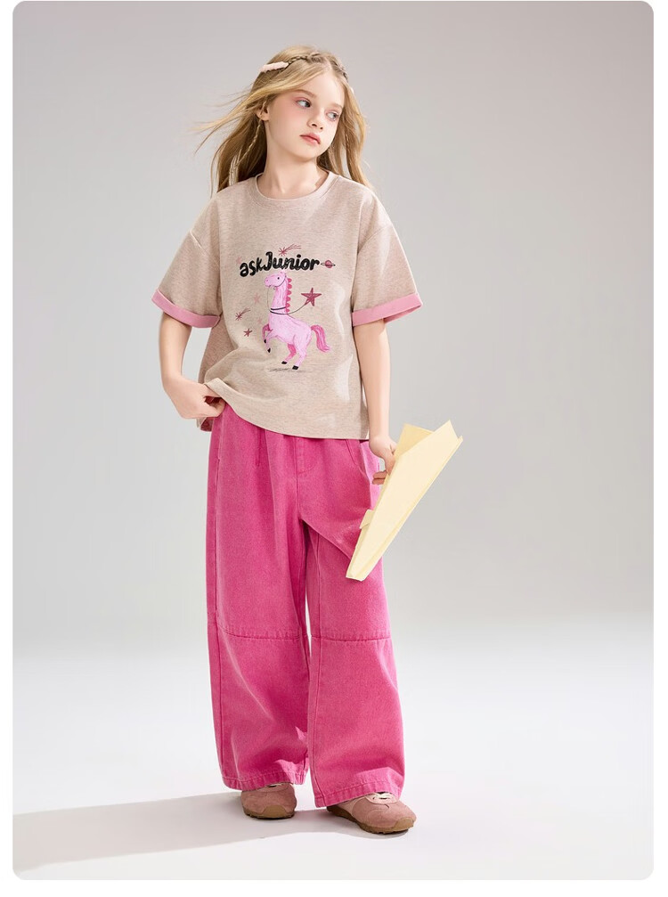 ASK JUNIOR Kids Short Sleeve T-Shirt Summer Fashion Printed Half Sleeve Base Shirt Girls Sweet Cute Top 8