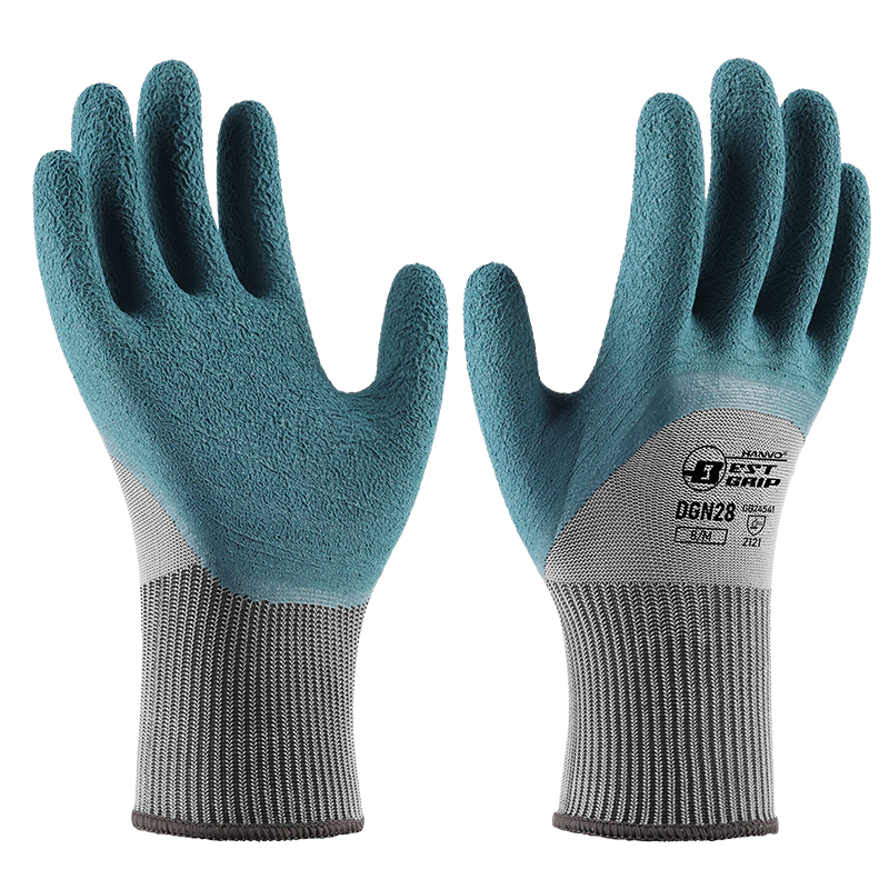 Henghui Rubber-Coated Work Gloves, Non-Slip Wear-Resistant Breathable Latex, Leather Construction Site Work Moving Handling Repair Protective Gloves DGN28