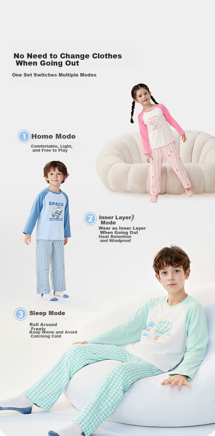 Balabala Kids Pajama Set Children's Sleepwear Boys and Girls Homewear 2026 Spring Autumn New Baby Pure Cotton Skin-friendly Red Sleep Pants 4
