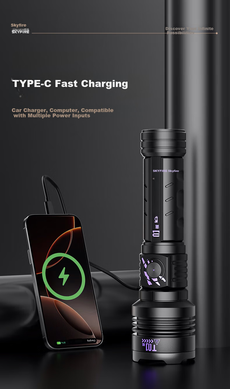 Tianhuo Canglong High-Power Rechargeable Outdoor Flashlight Super Bright Zoomable Long-Range Survival Large Capacity Mountaineering Special 5