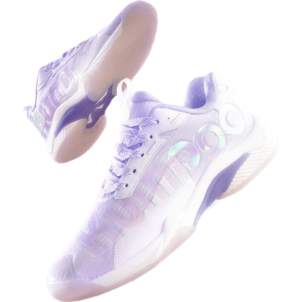 KUMPOO Badminton Shoes, Non-Slip, Wear-Resistant, Breathable, Ultra-Light, Training And Competition Sports Shoes KH-D72PRO, Cool White/Iridescent, Size 37