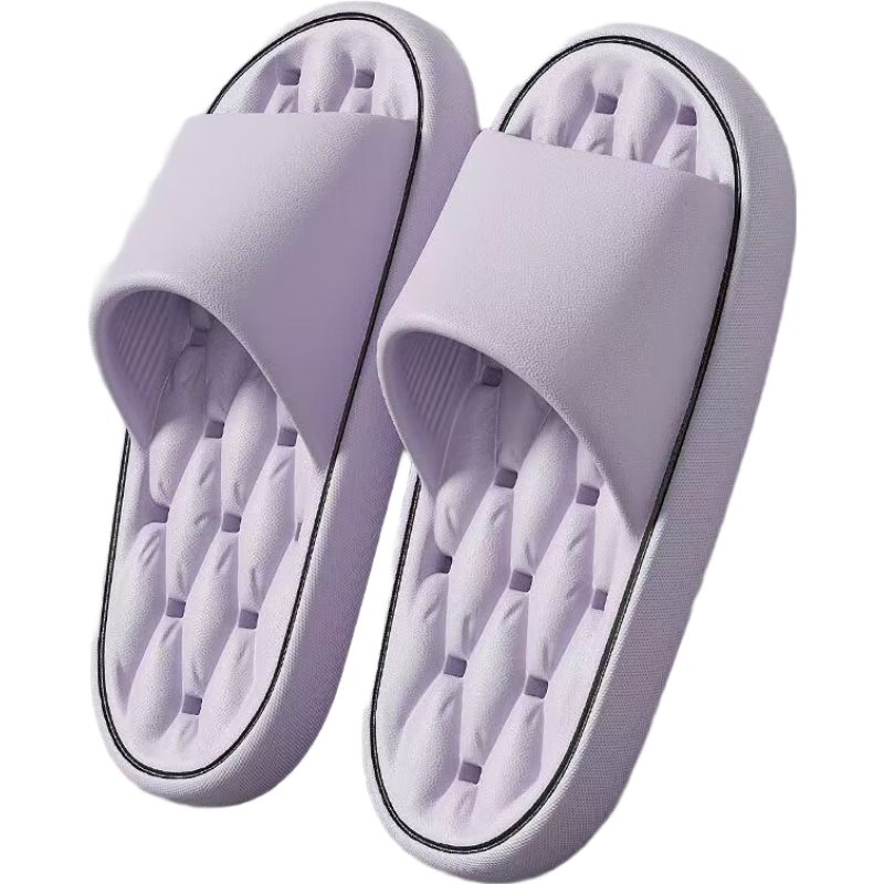 Seven-Color Spinning Water-Leak Slippers for Men, Cushioned Bathroom Hollow Thick Sole Non-Slip Couple Shower Home Use Women's Purple Size 38-39