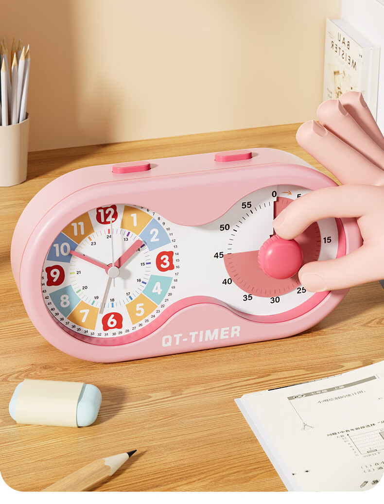 Qite Visual Timer Learning Self-Discipline Children's Wake-Up Device 2026 New Timer Student Alarm Clock Time Manager Countdown Children's Day Gift for Girls 5