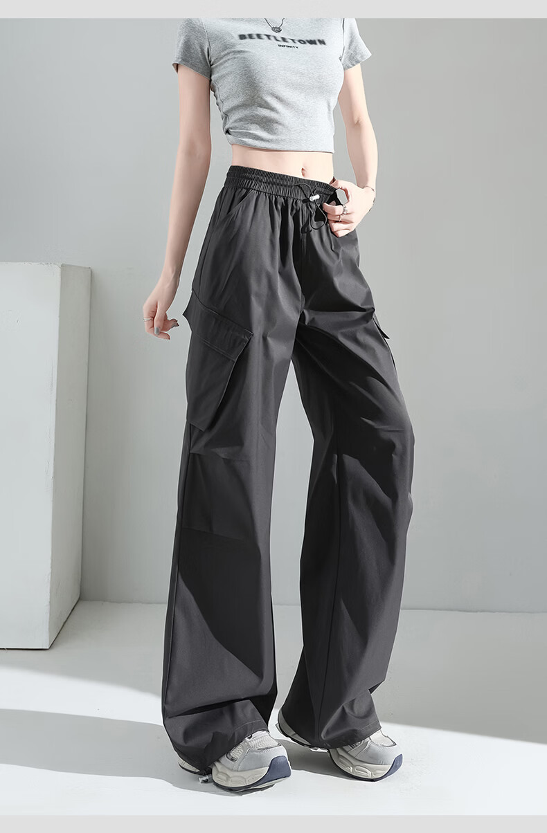 Borui Women's Slant Pocket Cargo Pants 2026 New Spring Summer Thin Sun Protection Quick-Dry Casual Ice Silk Sports Pants 26