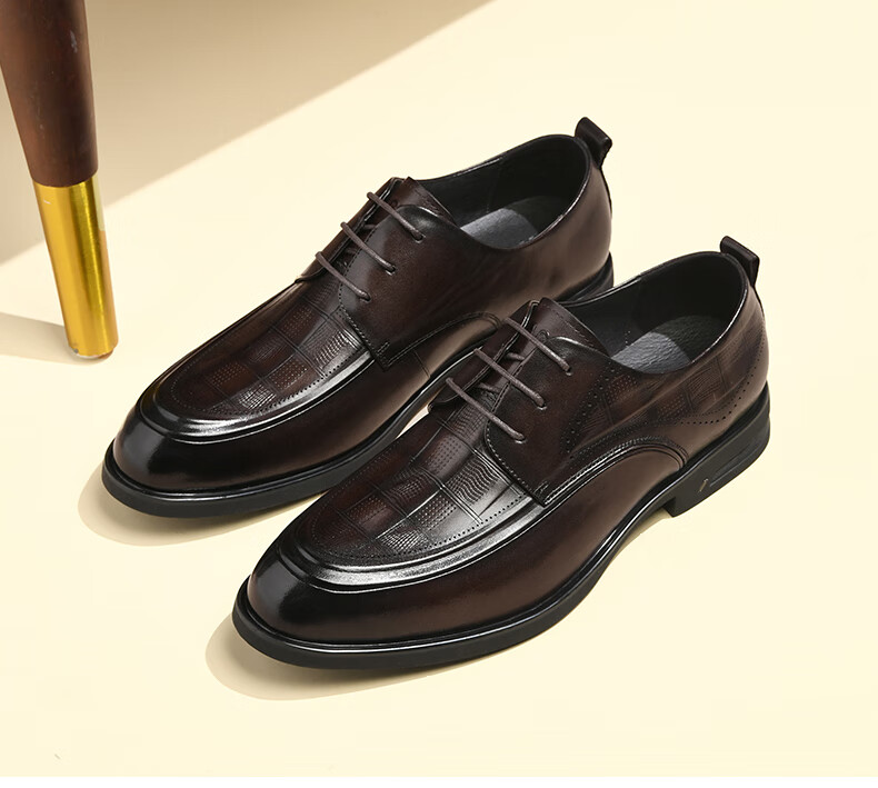 HLA Men's Leather Shoes Wedding Groom Father's Business Formal Shoes HAAPXM2FAG183 Brown Size 40 12