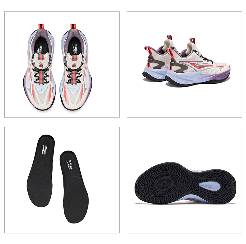 ERKE Kids Unisex Breathable Mesh Cushioning Basketball Shoes Lace-up Durable Sneakers Black/Silver Size 39 33
