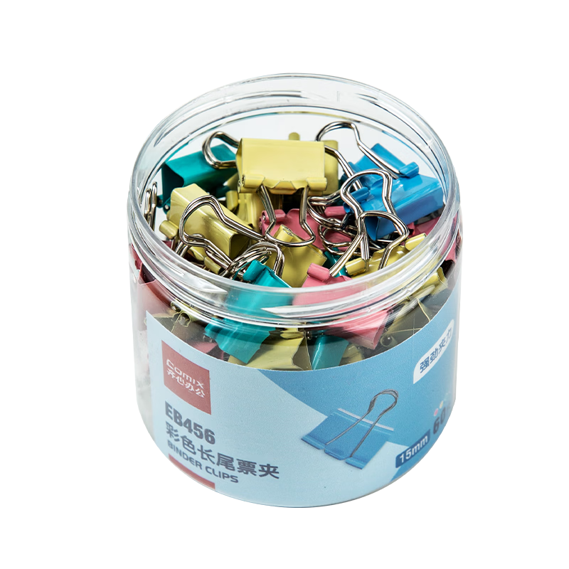 Comix 60pcs 15mm Colorful Small Metal Binder Clips No.6 Document Paper Clips Office Stationery EB456
