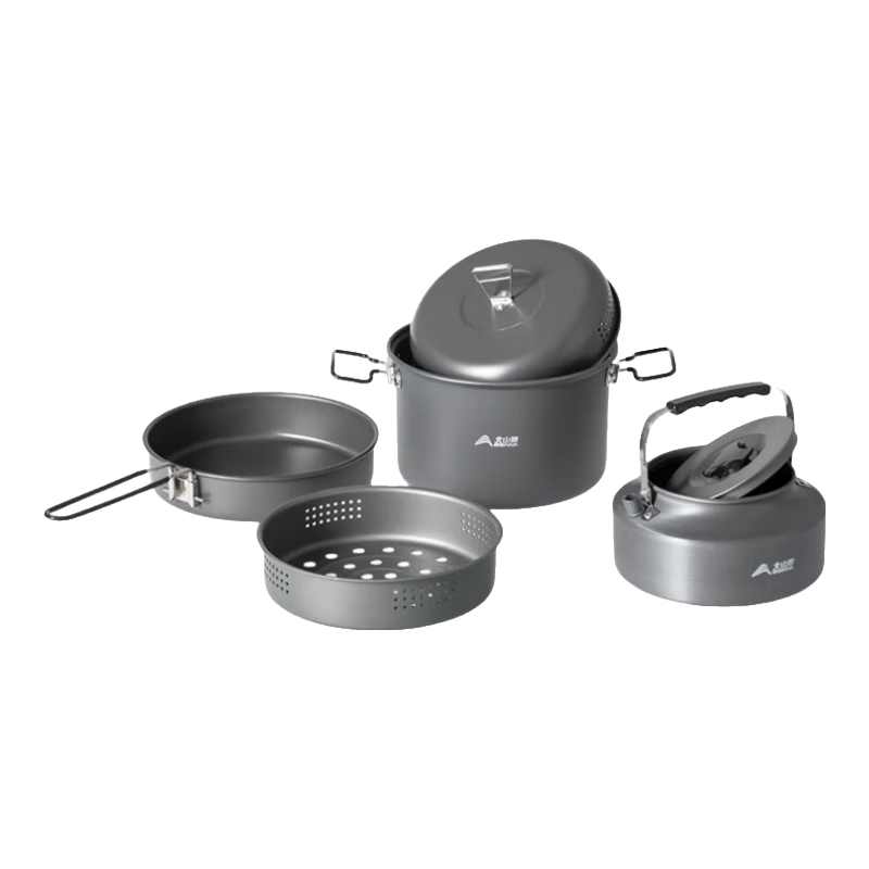 Beishanlang Outdoor Cookware Camping Cookware Set with Portable Stove Aluminum Alloy Frying Pan and Kettle Full Set - B7