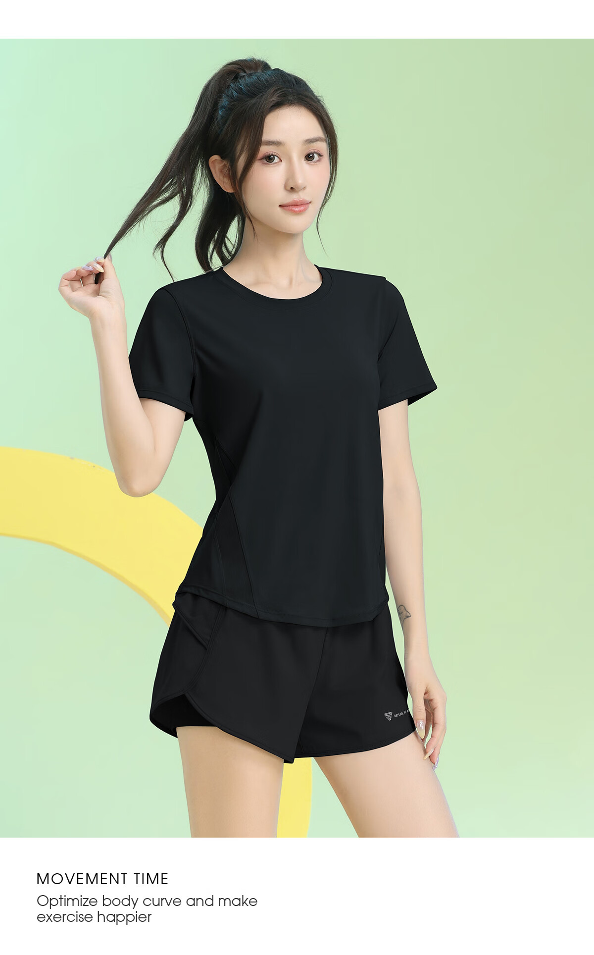 Baisirong Women's Professional Outdoor Morning Running Short Sleeve Quick-Dry Fitness Running Sports Set Loose High Elasticity Yoga Wear 10