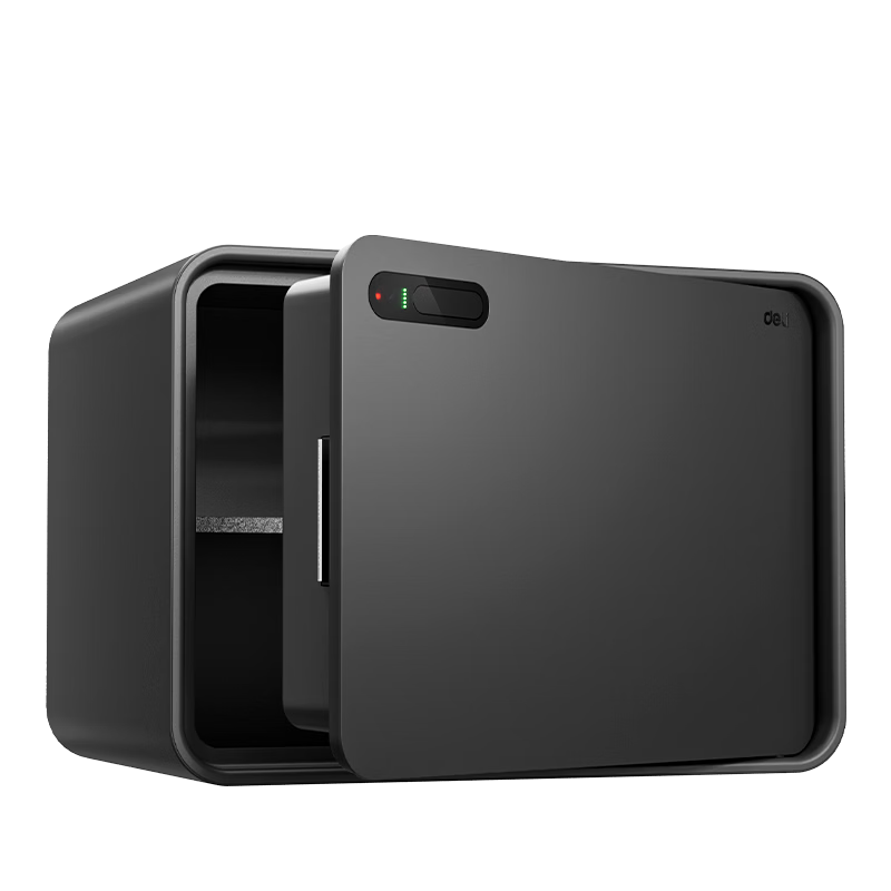 Deli 26-Year New Palm Vein Unlock Safe Automatic Door Opening Home Storage Box 20cm Matte Black