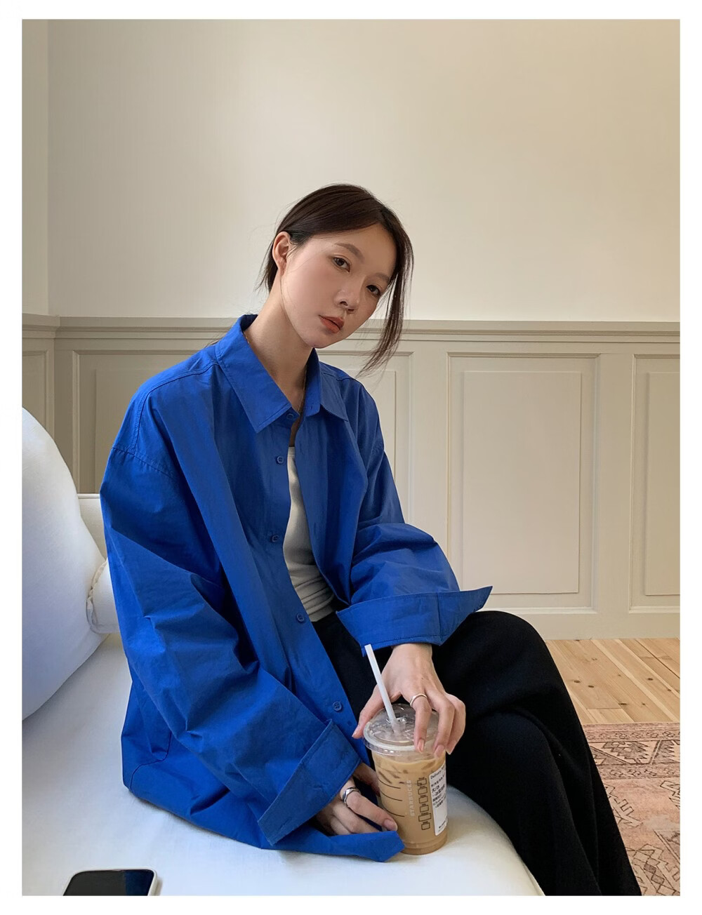 ICH MODE "Chic Subtlety" Fashion Design Relaxed Fit Long Sleeve Shirt Thin Jacket Women White S 10
