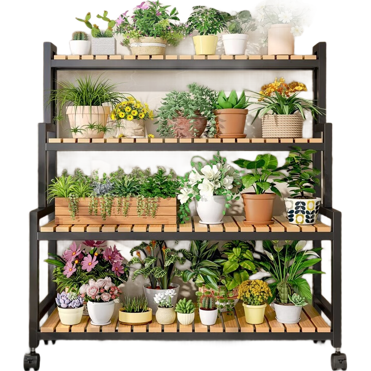 Milin Modern Minimalist Flower Stand, Floor-Standing Balcony Iron Art Living Room Decorative Flower Stand And Bonsai Shelf, 120cm Four-Tier White