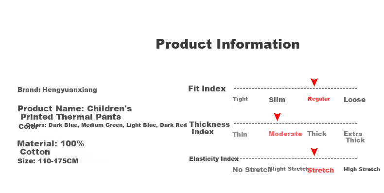 Hengyuanxiang Children's Autumn Pants Boys Youth Cotton Thin Printed Thermal Leggings High Waist Cotton Warm Pants Single Piece 9