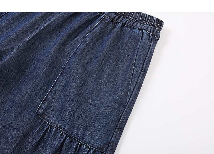 Demana [Lyocell Cotton Blend] Spring Design Pleated Elastic Waist Embroidered Wide-Leg Slimming Jeans 12
