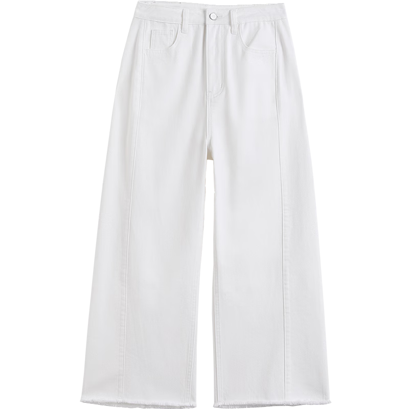 Demana Soft Cotton Whisper Spring Lightweight Commuter Raw Hem Cropped Wide-Leg Slimming Loose Denim Jeans Premium Quality
