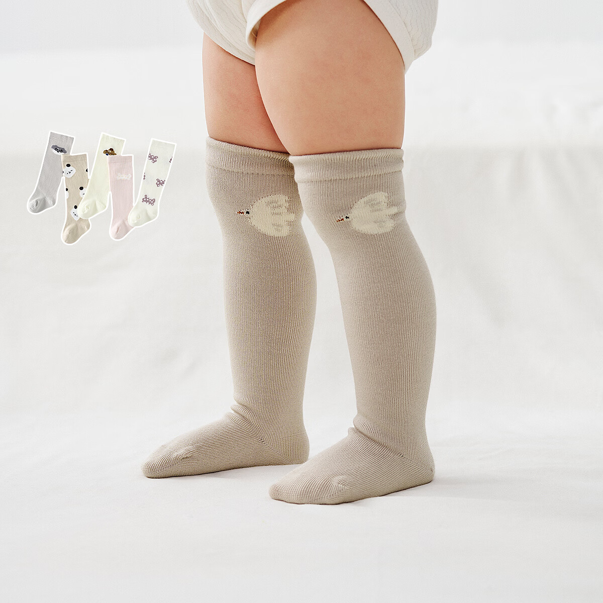 TONGTAI Baby Socks Long Tube Socks for Boys and Girls Seamless Toe Wide Mouth Yellow 0-6 Months