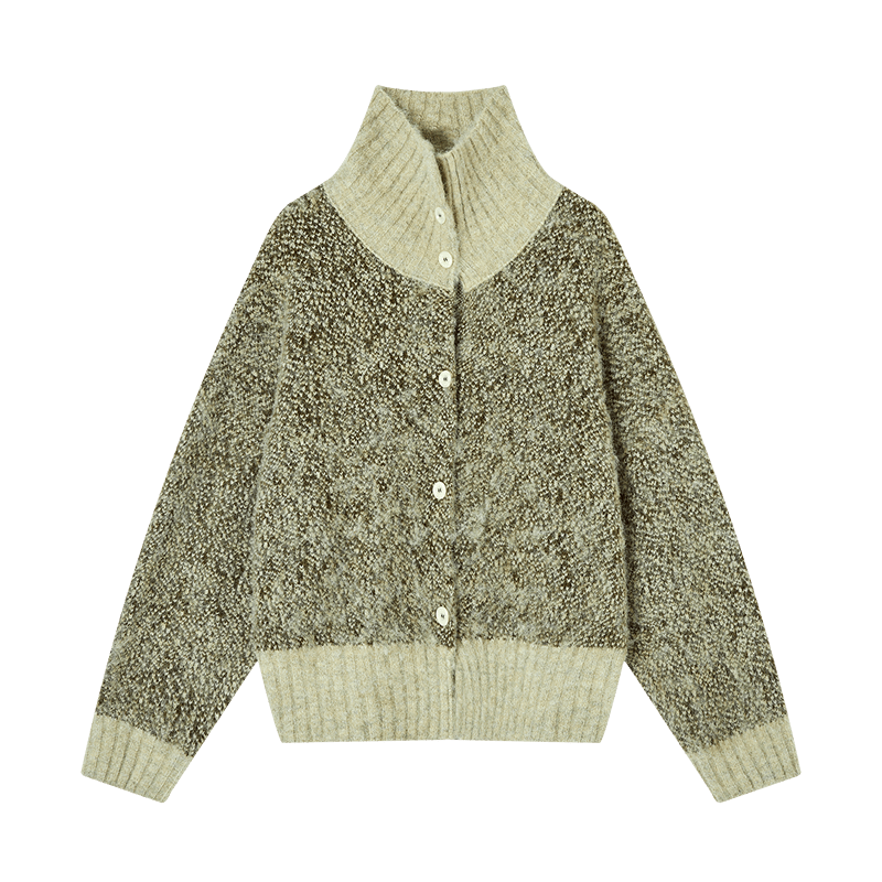 Demana Vintage Style Colorblock Lapel Cardigan with Fluffy Wool Winter Cozy Petite Knit Sweater for Women