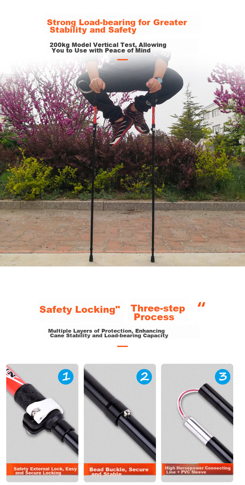 Lubinxun Folding Aluminum Alloy Trekking Pole, Ultra-Light Telescopic Outdoor Five-Section Ultra-Short Cross-Country Running Cane, Hiking Walking Stick, Red 1